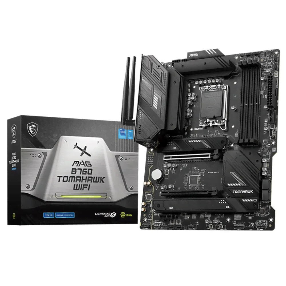 Материнская плата MSI MAG B760 TOMAHAWK WIFI WIFI,B760,LGA1700,4DDR5,2PCI-Ex16,1PCI-Ex1,3M.2,4SATA3,1USB3.2Gen2x2,5U