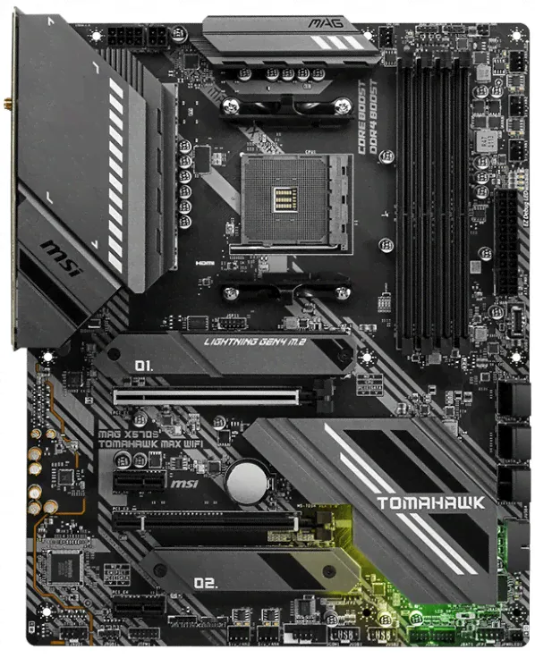 Материнская плата MSI MAG X570S TOMAHAWK MAX WIFI (MAG X570S TOMAHAWK MAX WIFI) - AM4, AMD X570, 4хDDR4-3200 МГц, 2хPCI-Ex16, 2хM.2, Standard-ATX