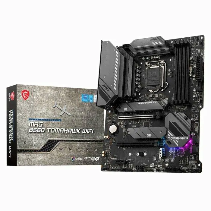 MSI MAG B560 TOMAHAWK WIFI MS-7D15\MAG B560 TOMAHAWK WIFI\601-7D15-050,14\801-7D15-013\NL MAG B560 TOMAHAWK WIFI, B560,LGA1200,4DDR4,2PCI-Ex16, 1PCI-Ex1, 3M.2, 6SATA3,1USB3.2 Gen\, (802875) материнска